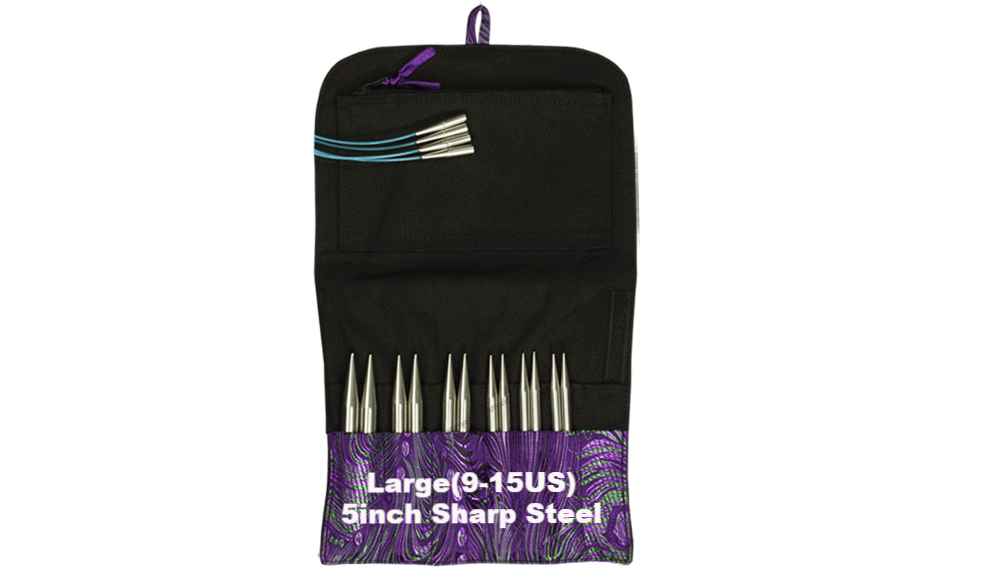 HiyaHiya Interchangeable 5 inch 13cm Sharp Steel Knitting Needle Set Large Tip S