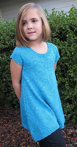 Knitting Pure & Simple Girls Top Down Trapeze Tunic Pattern - Paradise Fibers