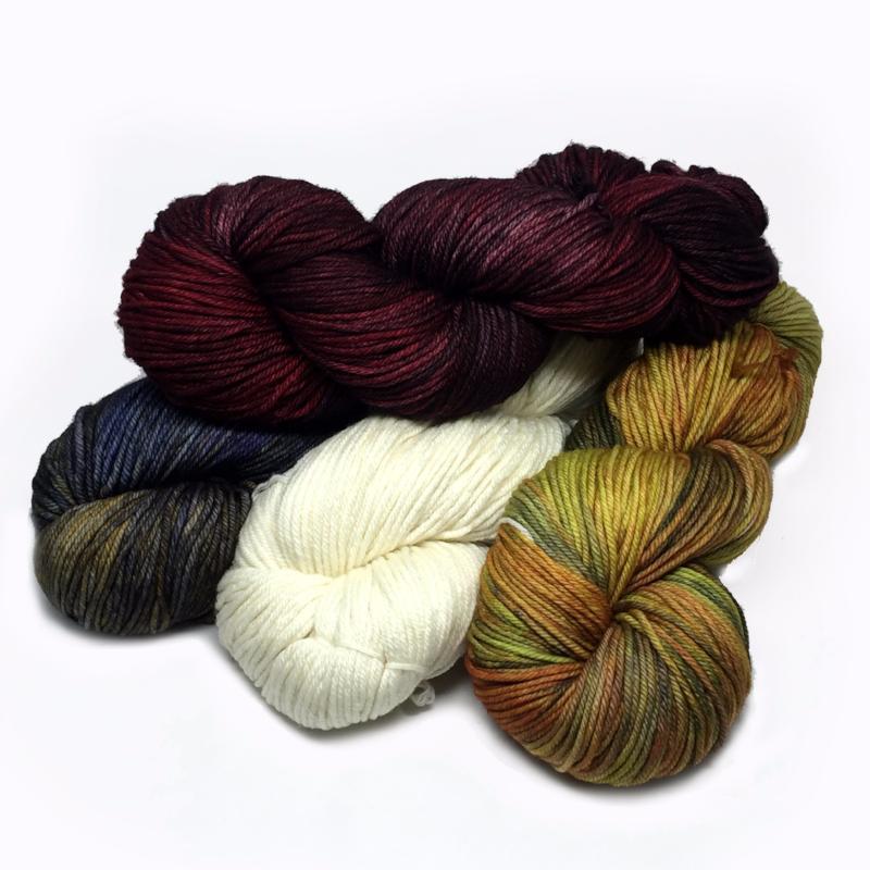 Twisted hanks of Malabrigo Rios Worsted in various colors