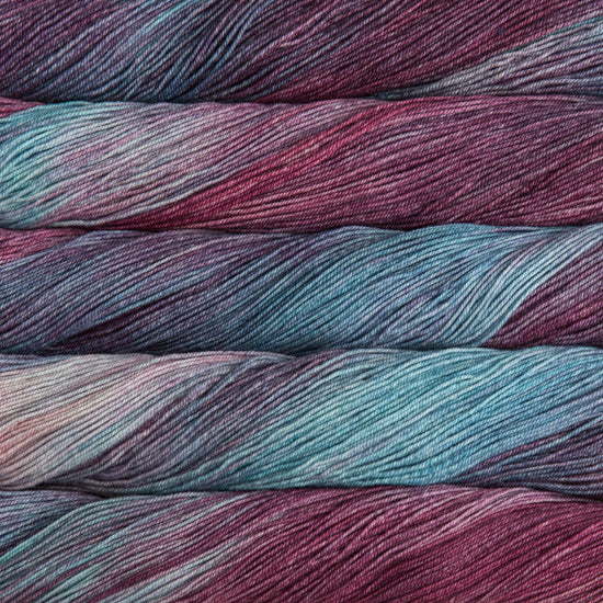 Malabrigo Sock Yarn in Lotus - a variegated light blue and purple colorway