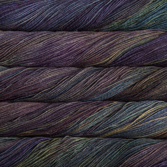 Malabrigo Sock Yarn in Candombe - a purple, green and yellow colorway