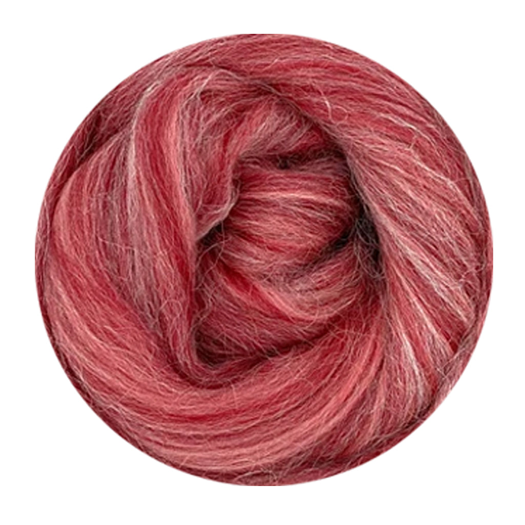 Color Monte Rosa Red. A red and white blend of alpaca and merino.