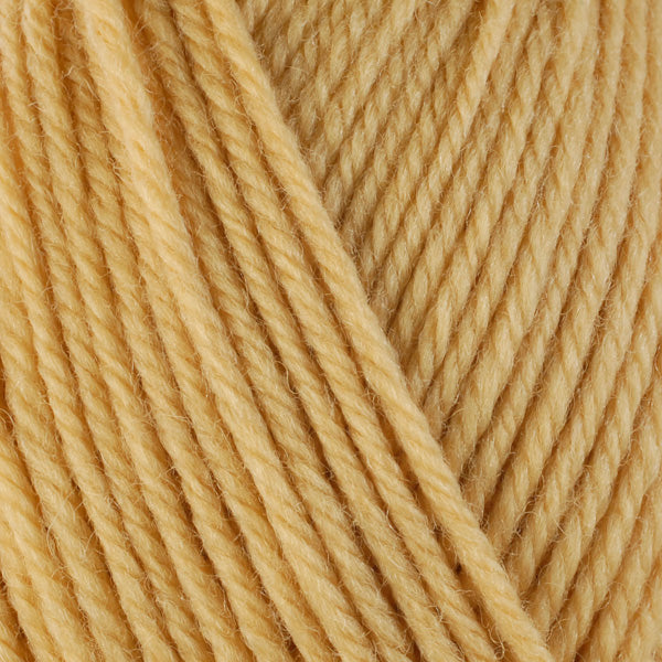 Delicata 3325, a mellow squash yellow skein of washable worsted weight Ultra Wool yarn.