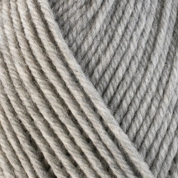 Frost 33108, a very light heathered grey skein of washable worsted weight Ultra Wool yarn.