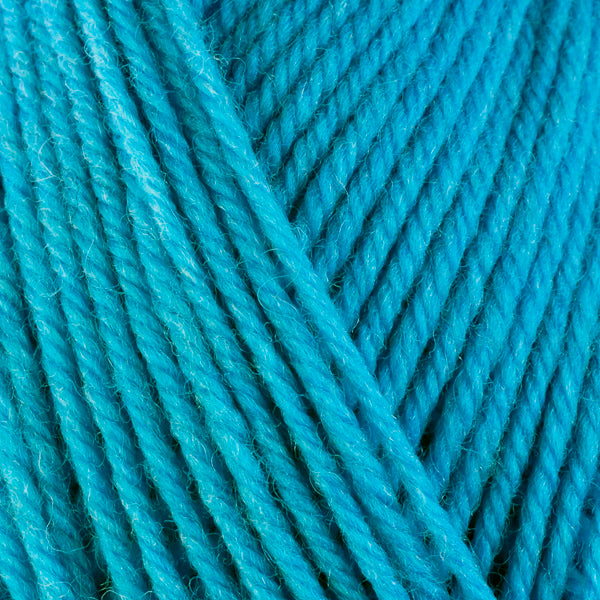Morning Glory 33119, a bright light blue skein of washable worsted weight Ultra Wool yarn.