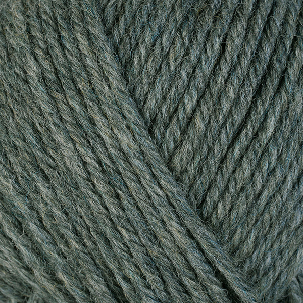 Spruce 33125, a heathered green-grey skein of washable worsted weight Ultra Wool yarn.