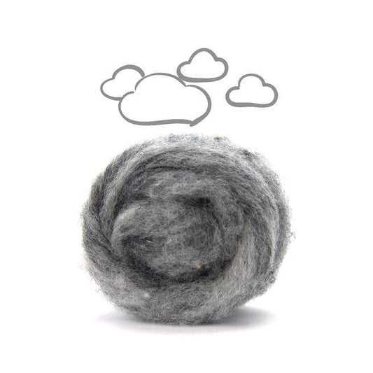 Paradise Fibers Carded Corriedale Wool Sliver - Five Days of Grey - Fog - 1oz - Paradise Fibers