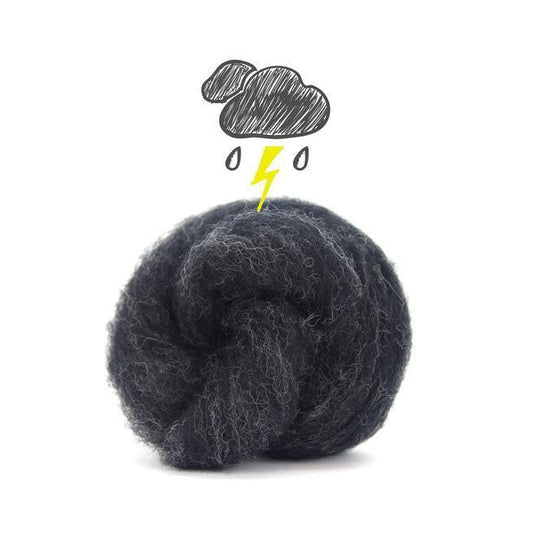 Paradise Fibers Carded Corriedale Wool Sliver - Five Days of Grey - Thunder - 1oz - Paradise Fibers