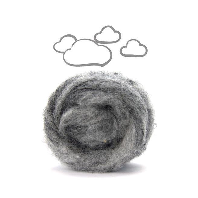 Paradise Fibers Carded Corriedale Wool Sliver - Five Days of Grey - Thunder - 1oz - Paradise Fibers