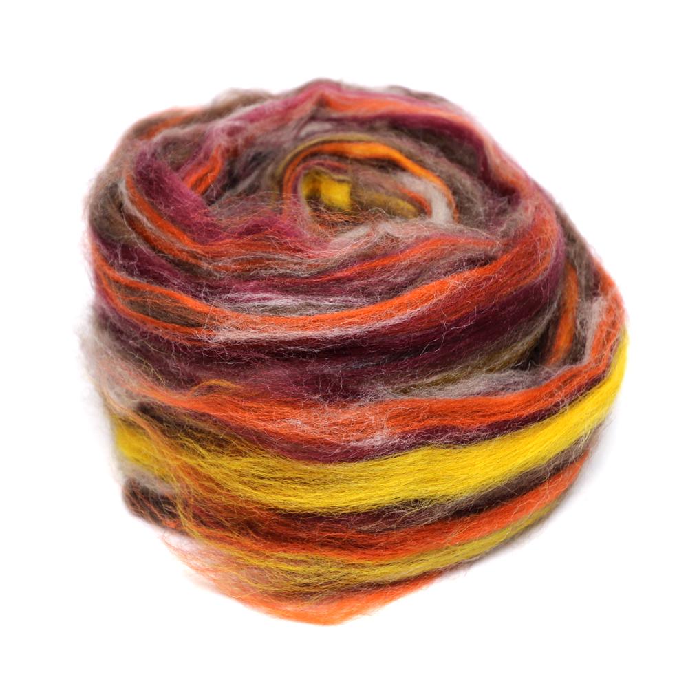 Paradise Fibers Natural De-Haired Yak Top/ Dyed Merino Top Micro Blend - Yaktober-Fiber-4 oz-