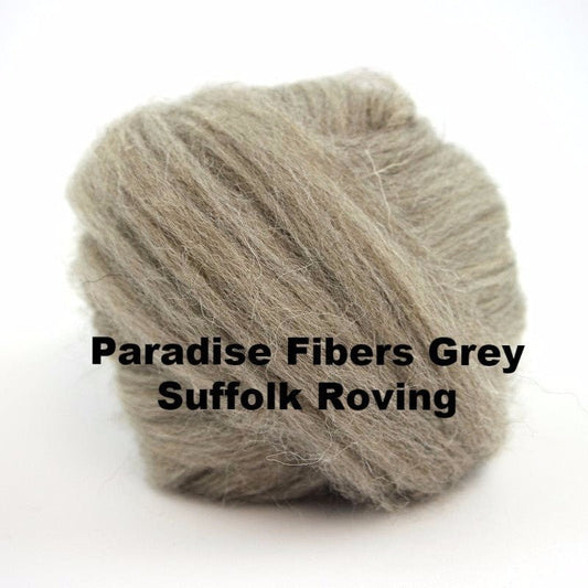Paradise Fibers Grey Suffolk Roving - 1oz - Paradise Fibers