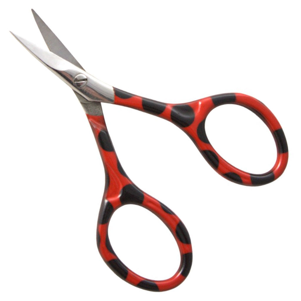 Red Nirvana Scissors with black polka dots.
