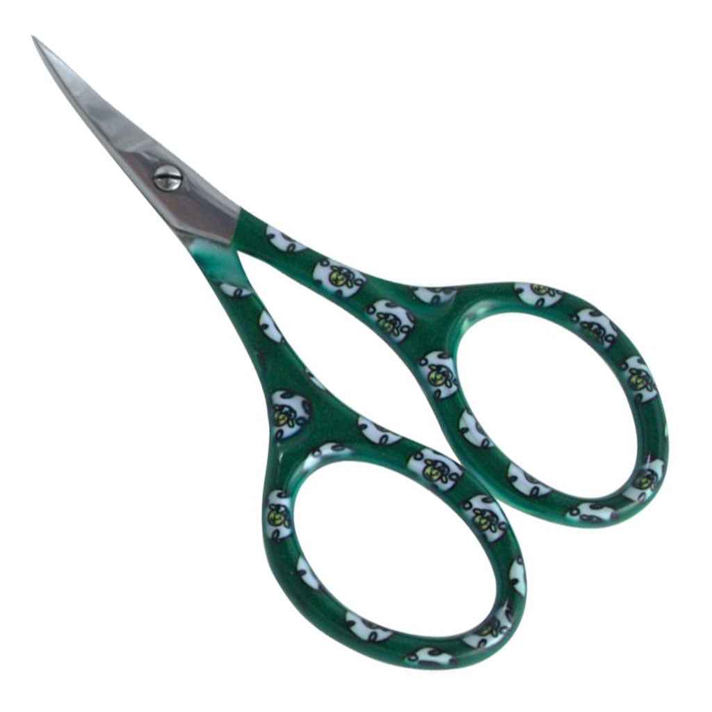 Green Nirvana Scissors with a sheep pattern on them.