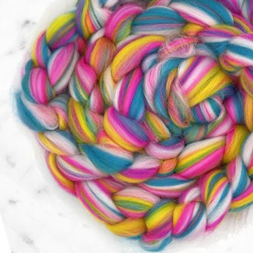Paradise Fibers Multi Color Merino Wool Top - Neon - 1 oz - Paradise Fibers