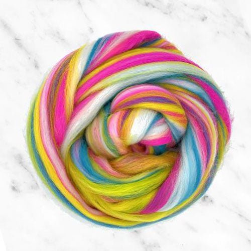 Paradise Fibers Multi Color Merino Wool Top - Neon - 1 oz - Paradise Fibers