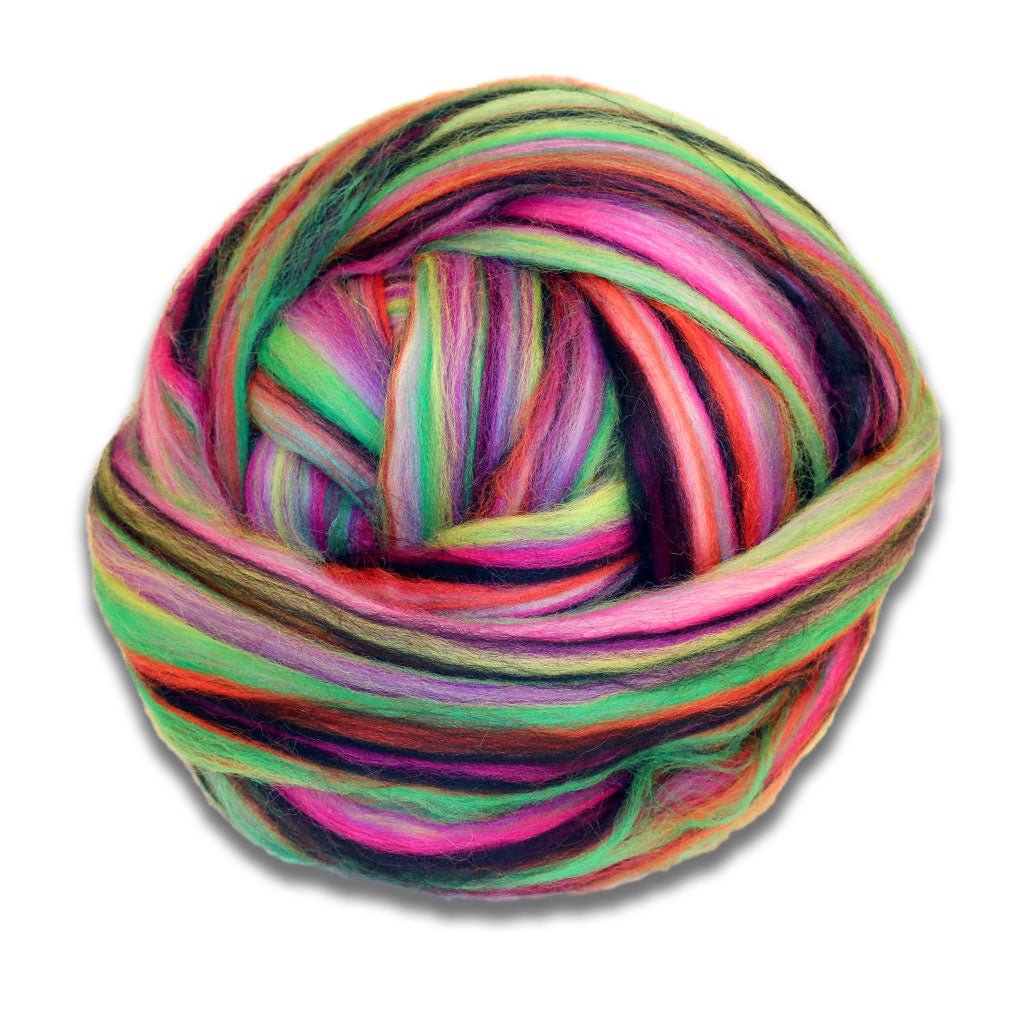 Paradise Fibers Multi Colored Corriedale Wool Top - Trick or Treat - Paradise Fibers