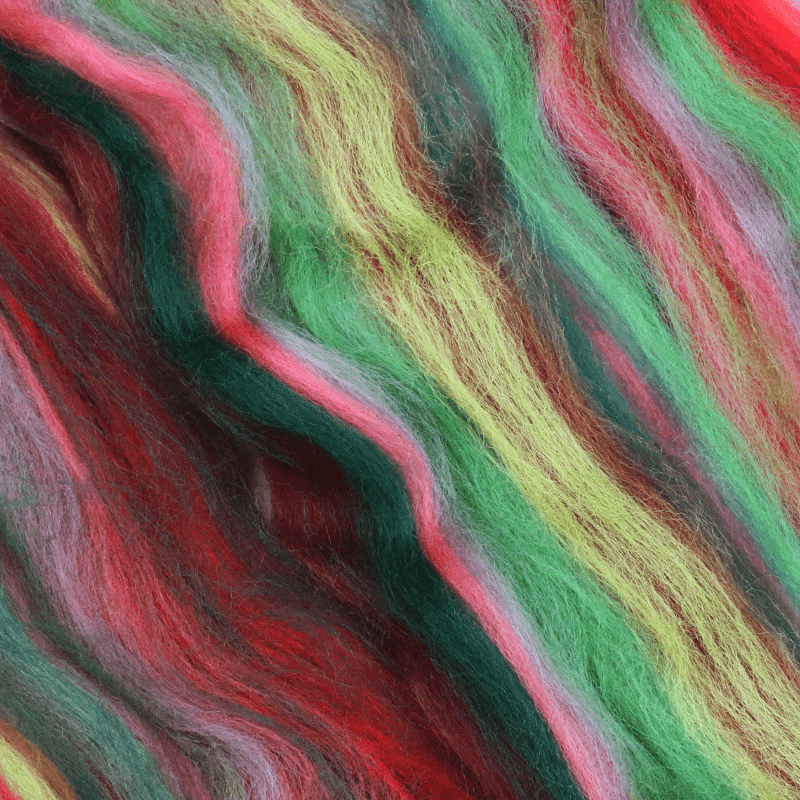 Paradise Fibers Multi Colored Corriedale Wool Top - Zombie - 1 oz - Paradise Fibers