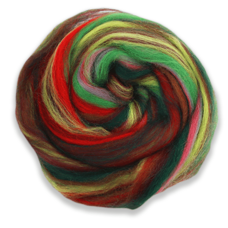 Paradise Fibers Multi Colored Corriedale Wool Top - Zombie - 1 oz - Paradise Fibers