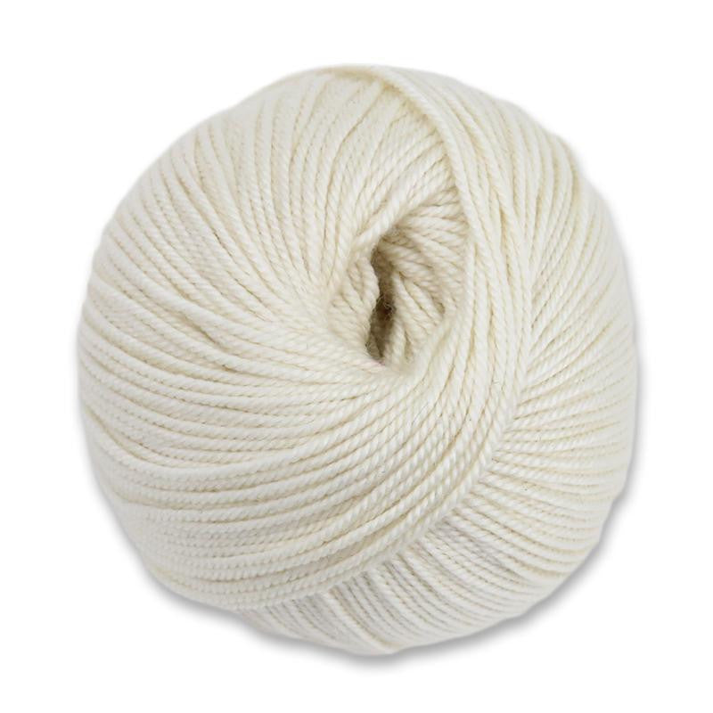 A Ball of Plymouth Cuzco Cashmere yarn - Natural, a white 