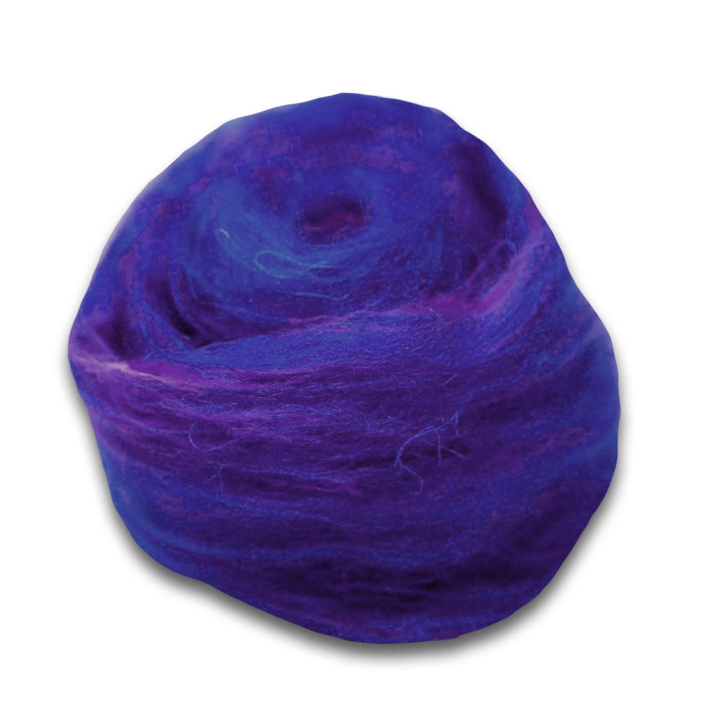 Violet Recycled Sari Silk Roving.