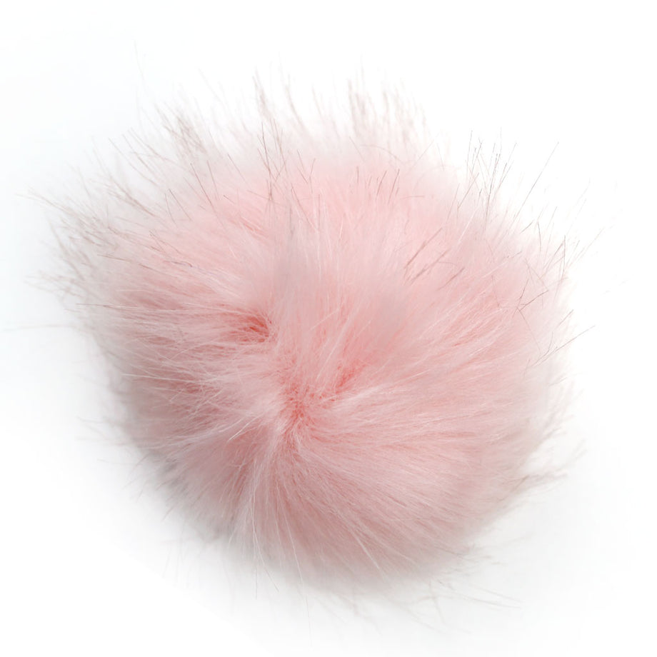 FRR Pink Plaid Scarf with Fur Pom Poms