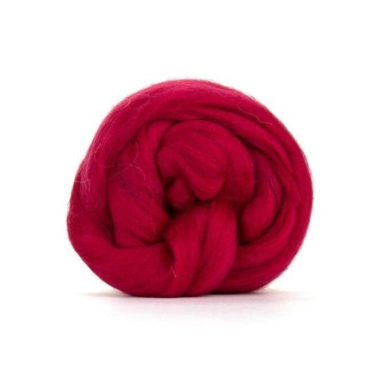 Paradise Fibers Solid Colored Merino Wool Top - Crimson - Paradise Fibers