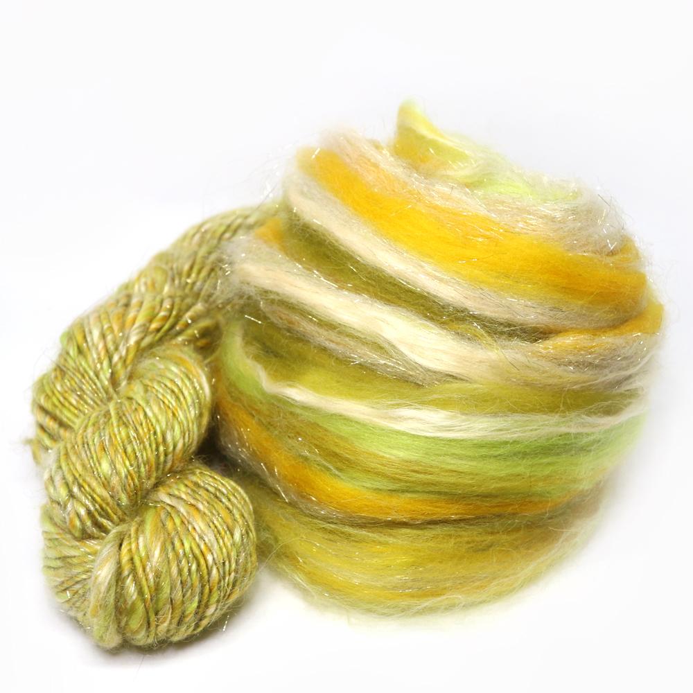 Paradise Fibers Superfine Merino/Soybean/Silk/Angelina Micro Blend - Golden Lime - Paradise Fibers