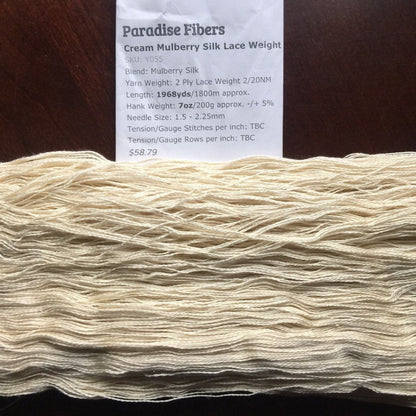 Paradise Fibers Undyed Mulberry Silk Lace Weight Yarn 20/2 - Paradise Fibers