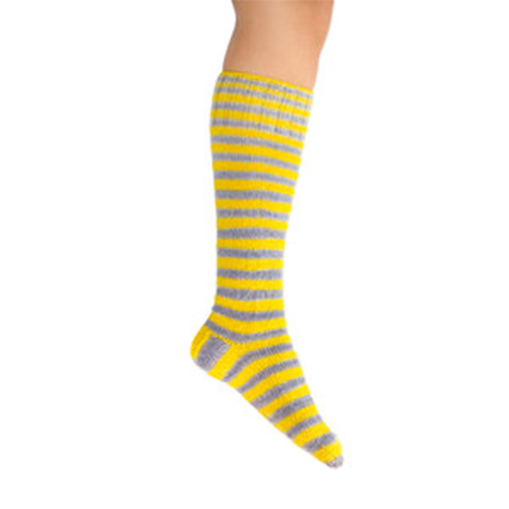 PAN21, a limited edition self striping yellow and grey sock kit inspired by Pantone's 2021 colors of the year.