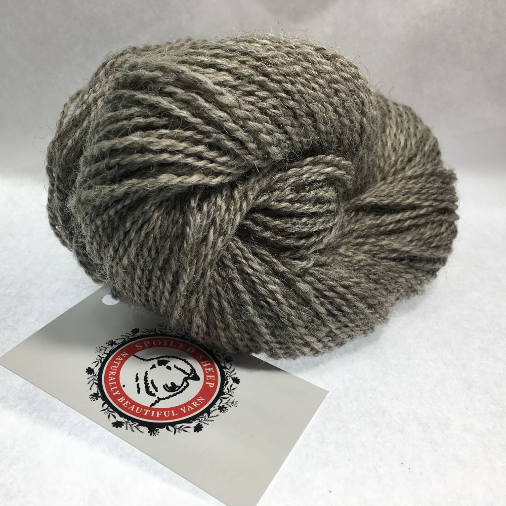 Color Ezzie 2013. A natural mid grey 100% wool sport weight yarn from Spoiled Sheep.