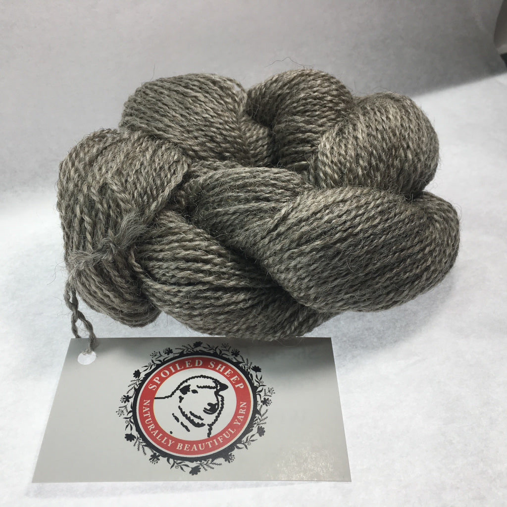 Color Ezzie 2014. A natural mid grey 100% wool fingering weight yarn from Spoiled Sheep.