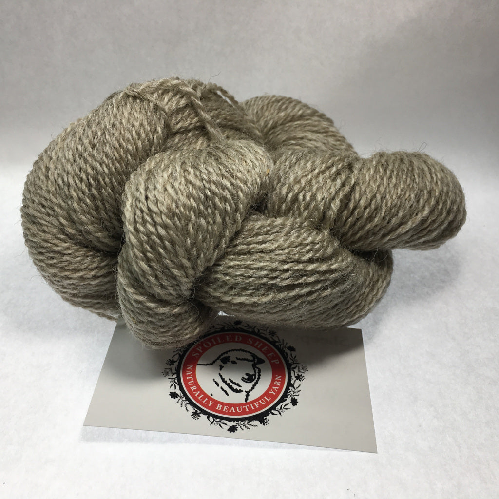 Color Jacklyn 2014. A soft grey 100% wool fingering weight yarn from Spoiled Sheep.