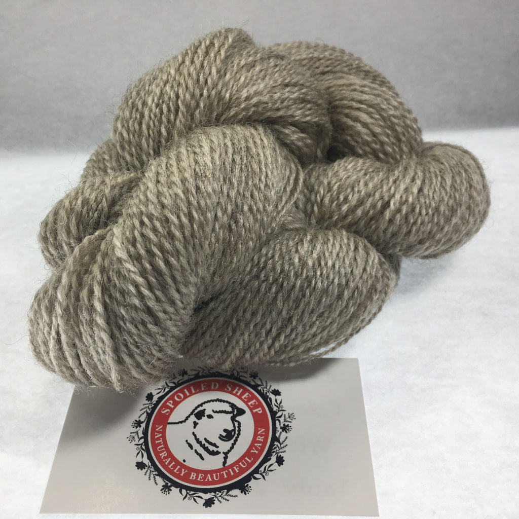 Color Jacklyn 2015. A soft grey 100% wool fingering weight yarn from Spoiled Sheep.
