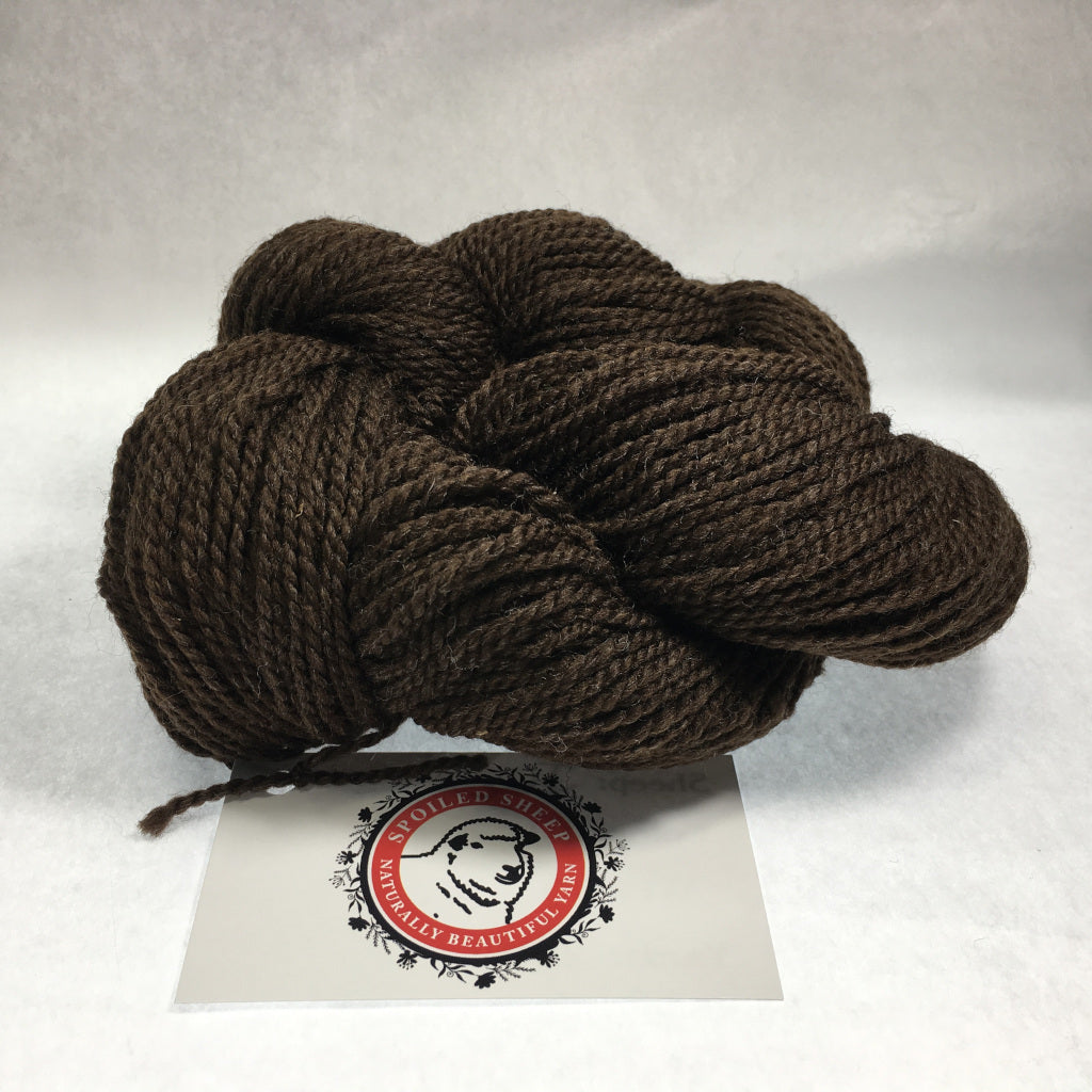 Color Jake 2014. A medium brown 100% wool sport weight yarn from Spoiled Sheep.