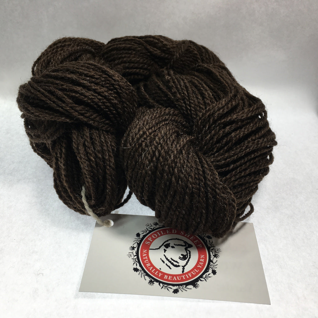 Color Lizzie 2014. A natural brown 100% wool fingering weight yarn from Spoiled Sheep.