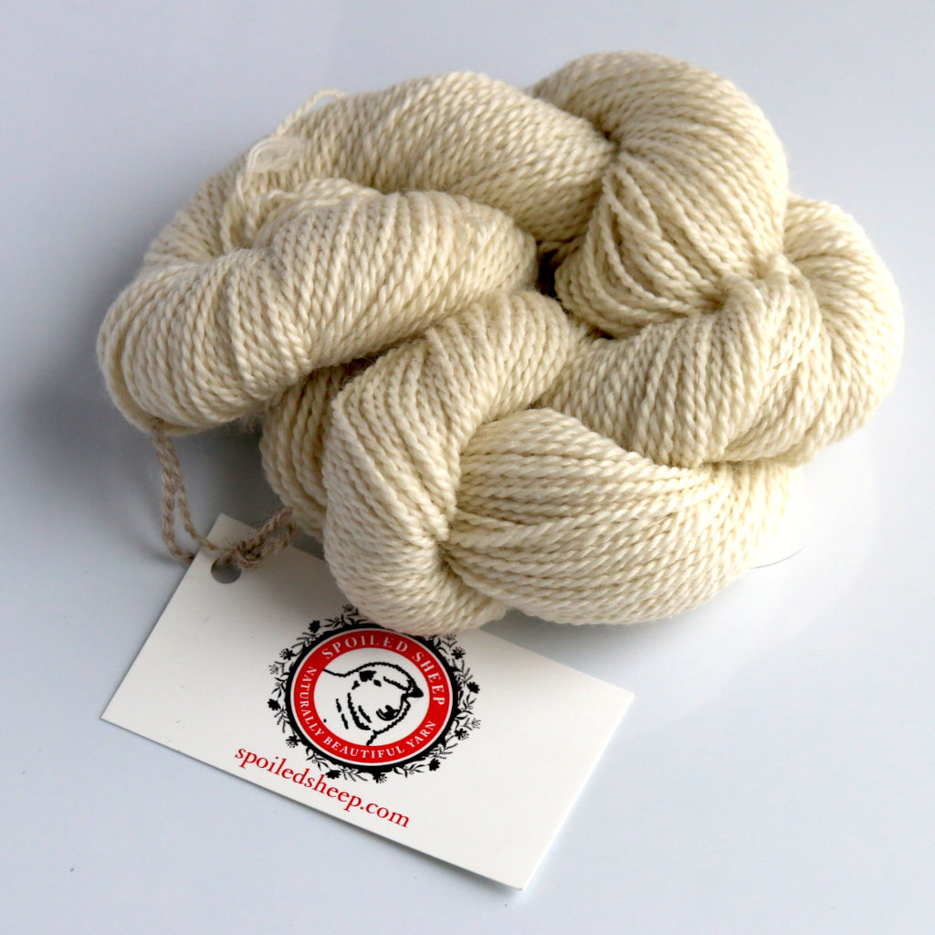 Color Natalie 2016. A natural white 100% wool dk weight yarn from Spoiled Sheep.