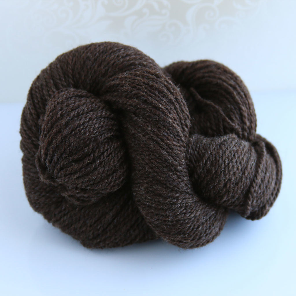 Color Tara 2017. A medium brown 100% wool fingering weight yarn from Spoiled Sheep.