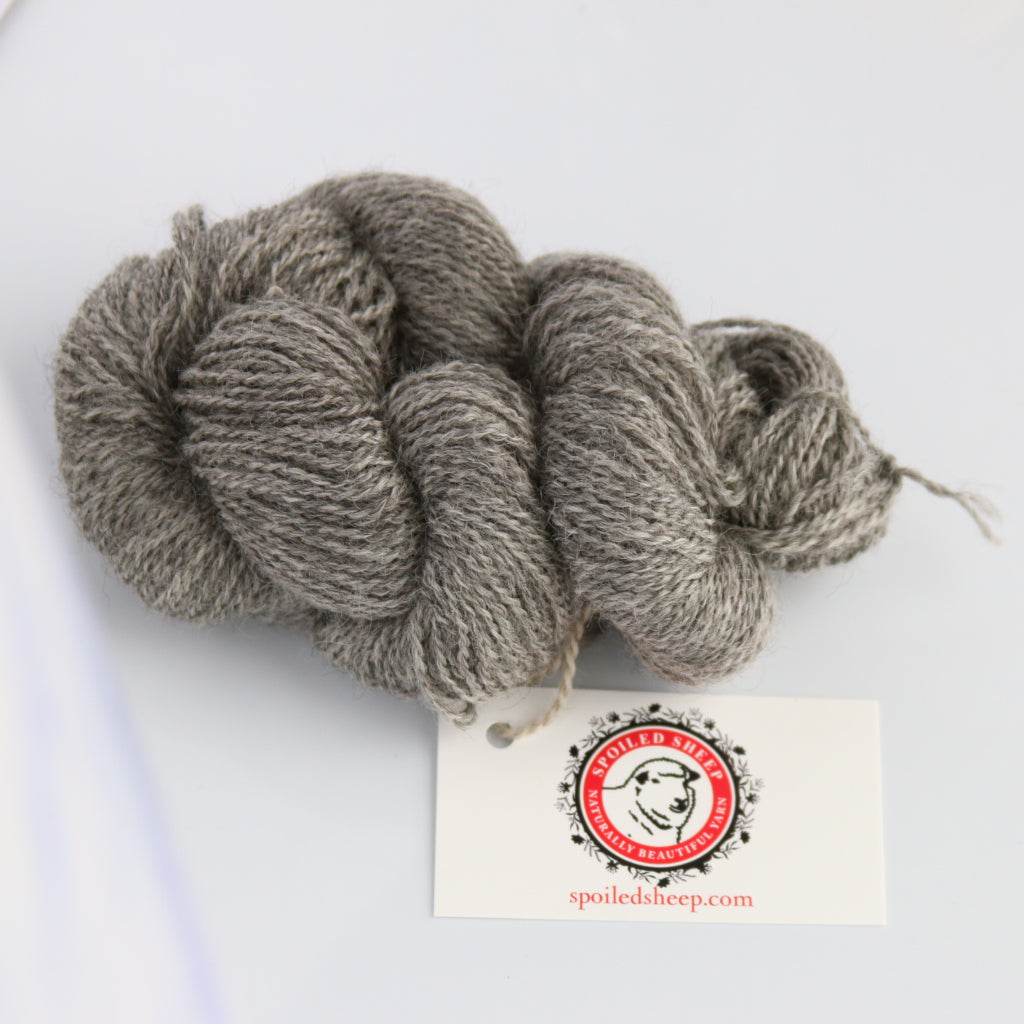 Color Thor 2016. A steel grey 100% wool lace weight yarn from Spoiled Sheep.