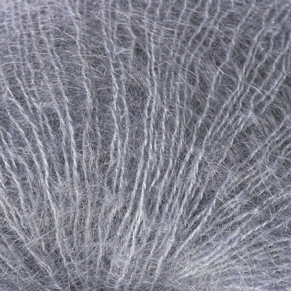 Color Silver 3406. A medium grey shade of Berroco Aerial Mohair Lace Yarn.