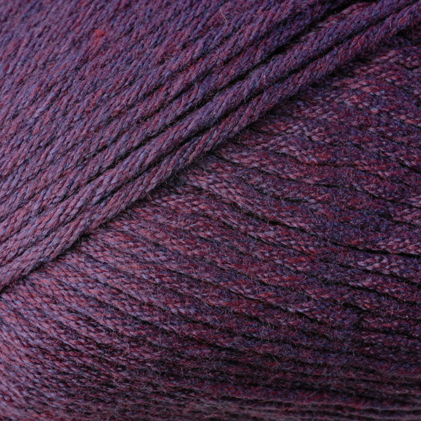Color Boysenberry Heather 9793. A dark grey purple skein of Berroco Comfort Worsted washable yarn.