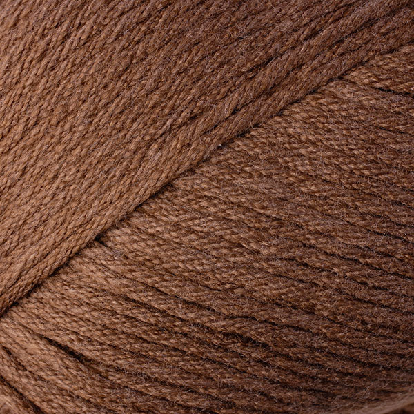 Color Falseberry Heather 9785. A brown skein of Berroco Comfort Worsted washable yarn.