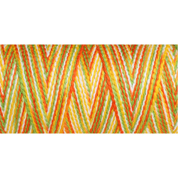 Ashford caterpillar cotton yarn in Citrus - a variegated yellow, orange, green and white colorway