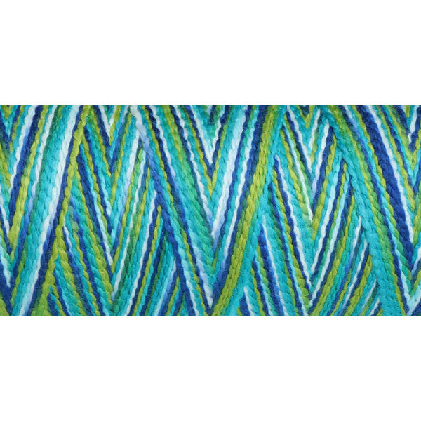 Ashford Caterpillar cotton yarn in Paua - a variegated blue, teal, white and green colorway