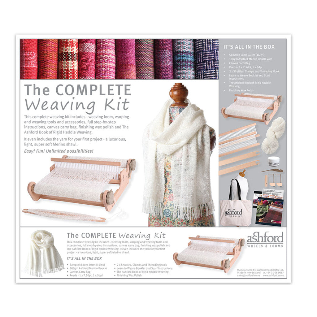 Infographic for Ashford's complete weaving kit
