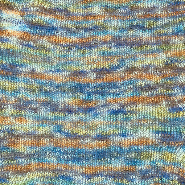 Berroco Aerial Color in Cassatt - a variegated colorway in blues, yellow, orange and white