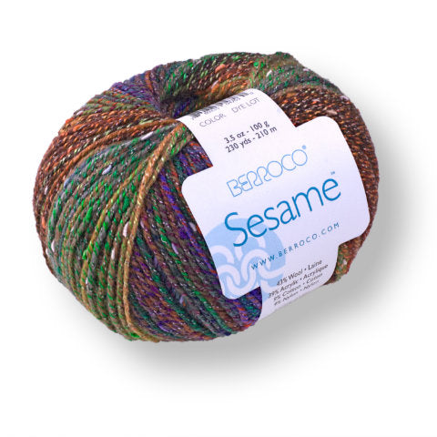 Berroco Sesame. The variegated colors and easy care make this yarn great for knitting or crocheting