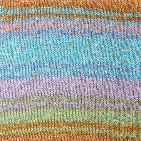 Berroco Vivo  in Meadow - a variegated pink, green, orange, and light blue colorway