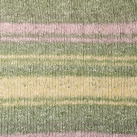 Berroco Vivo in Sprout - a variegated light pink, yellow, and green colorway