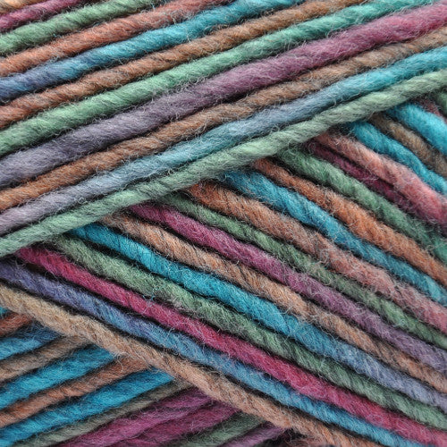 Brown Sheep Lanaloft Bulky in Autumn Run - a variegated pink, green, faded purple and faded green colorway
