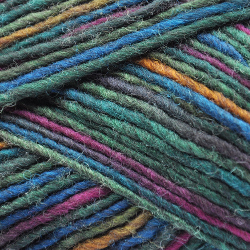 Brown Sheep Lanaloft Bulky in Precious Stones - a variegated forest green, blue, pink and yellow colorway